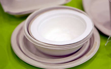 natural biodegradable foam for foodwareの写真素材