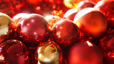 red and gold christmas ornaments beautiful background