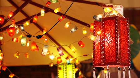 asian paper lantern with lightingの写真素材