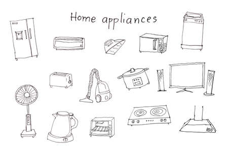home appliances pencil hand drawingの写真素材