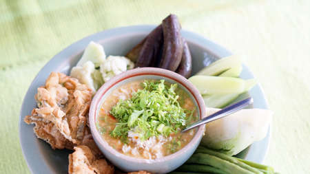 Traditional thai food carb paste in beautiful porcelain wareの写真素材