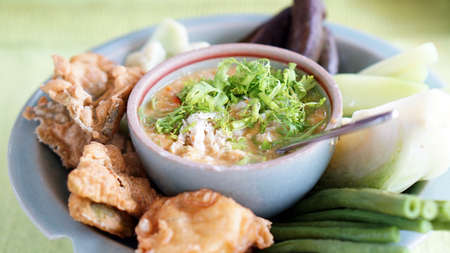 Traditional thai food carb paste in beautiful porcelain wareの写真素材