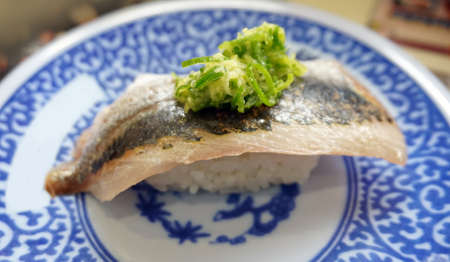 Mackerel fish with rice nigiri, sushi Japanese cuisineの写真素材