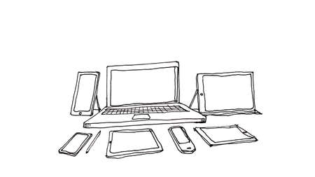 multi devices, communication technology concept illustrationの写真素材