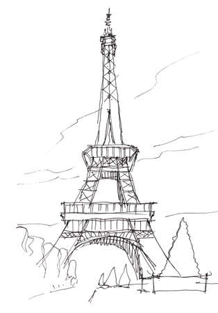 eiffel tower hand pen doodle sketchの写真素材