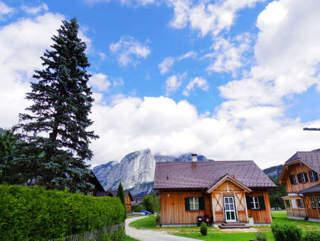 log house, rural sceneic in Europe, Switzerlandの写真素材