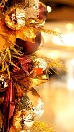 christmas ornament gold red and brownの写真素材