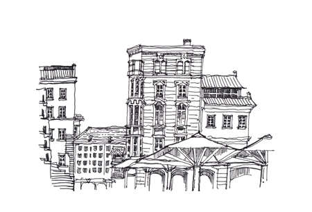 european architecture hand illustrationの写真素材