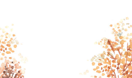 autumn red leaves watercolour backgroundの写真素材