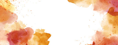 Warm tone watercolour splash spot background white copy spaceの写真素材