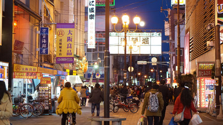 Dotonbori area at night landmark with entrance signageのeditorial素材