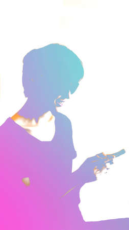Abstract colorful young generation with modern lifestyle, smartphone and technologyの写真素材