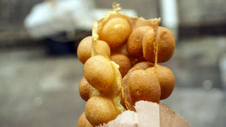 Traditional Hong Kong waffle soft and crunchy from ovenの写真素材