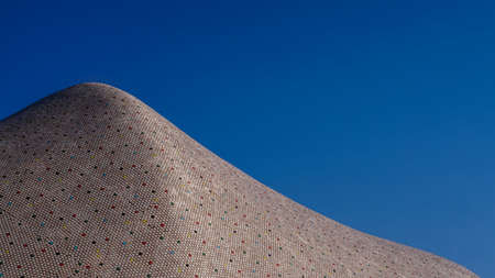 Beautiful abstract architecture curve mosiac with blue sky copy spaceの写真素材