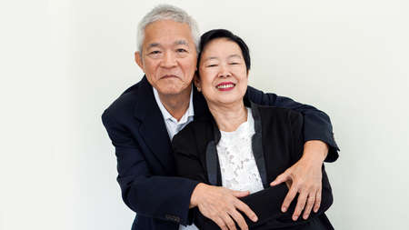 Happy Asian senior couple. Success in business and life, stay togher foreverの写真素材