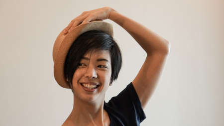 New generation hipster life style short hair Aisan woman