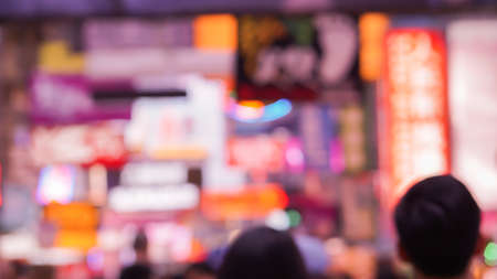 Blur street shopping signs Hong Kong background defocusの写真素材