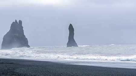 Vik, Iceland famous landmark coastline black beachの写真素材