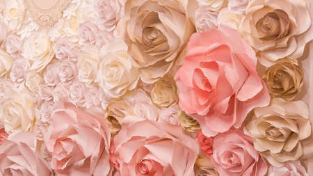 roses flower wedding  pink background copy spaceの写真素材
