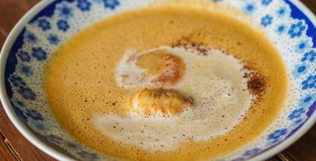 Bowl of creamy delicious lobster soupの写真素材
