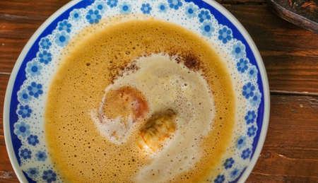 Bowl of creamy delicious lobster soupの写真素材