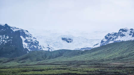 Vatnajokull glacier of Iceland far view from road tripの写真素材