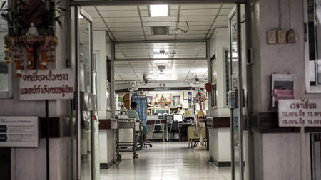Chiang Mai, Thailand - 21 February 2015: entrance to patient room in Thailand goverment hospitalのeditorial素材