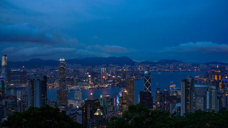 Hong Kong - April 2016: Skyline of Hong Kong world economic country Asiaのeditorial素材