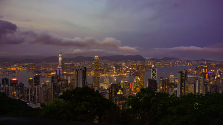 Hong Kong - April 2016: Skyline of Hong Kong world economic country Asiaのeditorial素材