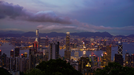 Hong Kong - April 2016: Skyline of Hong Kong world economic country Asiaのeditorial素材