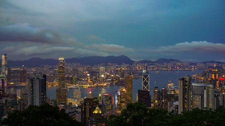 Hong Kong - April 2016: Skyline of Hong Kong world economic country Asiaのeditorial素材