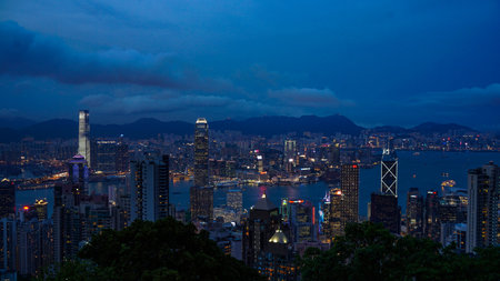 Hong Kong - April 2016: Skyline of Hong Kong world economic country Asiaのeditorial素材