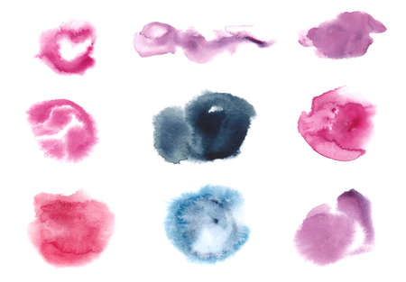 Wet colorful watercolor spot illustartion elements with copy spaceの写真素材