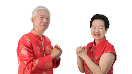 Asian senior Chinese new year gesture celebrationの写真素材