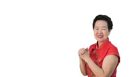 Asian senior Chinese new year gesture celebrationの写真素材