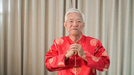 Asian Chinese senior Chinese new year celebrationの写真素材
