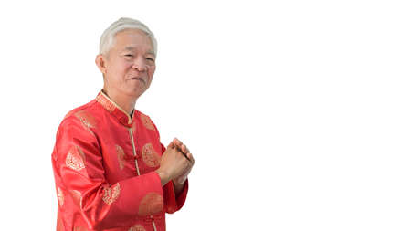 Asian senior Chinese new year gesture celebrationの写真素材