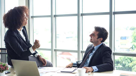 Happy coworkers good friendly trusting evironment work placeの写真素材