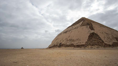 Bent pyramid of Egypt Saqqara history and step to learn how Egyptian build pyramidの写真素材