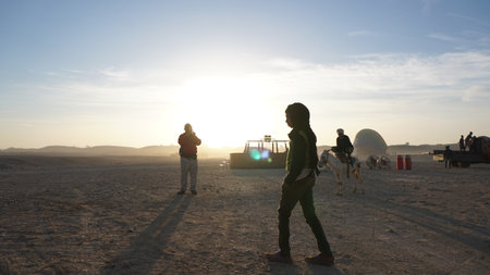 Luxor, Egypt December 2019: balloon riding at Valley of the king landing local pick upのeditorial素材
