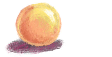Orange yellow sphere circle shape with shadow drawing digital illustrationの写真素材