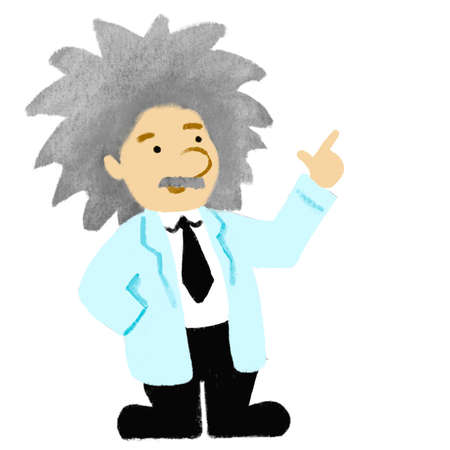 Scientist Chemist intellegence old teacher with professor look explaining cartoon illustration