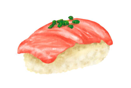 Hand drawing Japanese food Otoro tuna sushi nigiriの写真素材