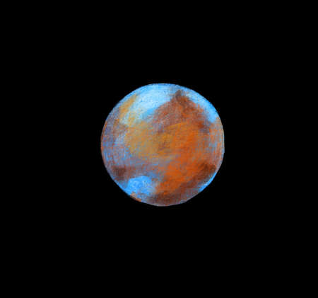 Colorful planet star in the space illustration painting chalk art drawing