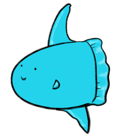 sunfish, mola mola marine under the sea animal cartoon hand drawn doodle illustration art