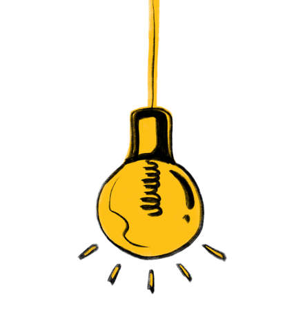 Creative solution light bulb hand draw doodle illustration icon artistic line