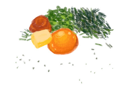 Japanese noodle topping yolk, seaweed, scallion, butter, mentaiko illustrationの写真素材