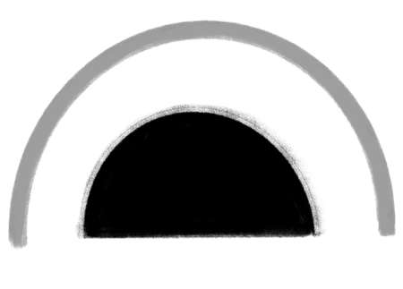 Blue grey black Geometric half circle minimal style element hand drawing illustrationの写真素材