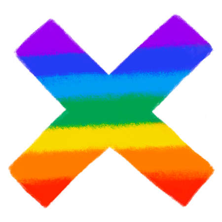Cross synbol pride rainbow symbol LGBTQ equality rights hand drawn illustration artの写真素材