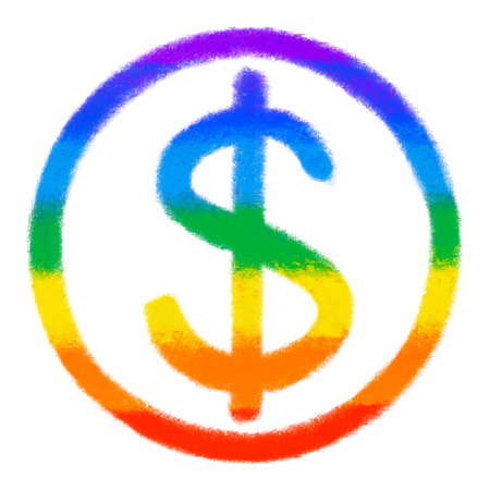Money symbol pride rainbow symbol LGBTQ equality rights hand drawn illustration artの写真素材